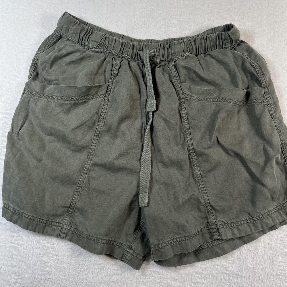 Faherty Utility Shorts Womens Small Green Twill Elastic Waist Drawstring Casual